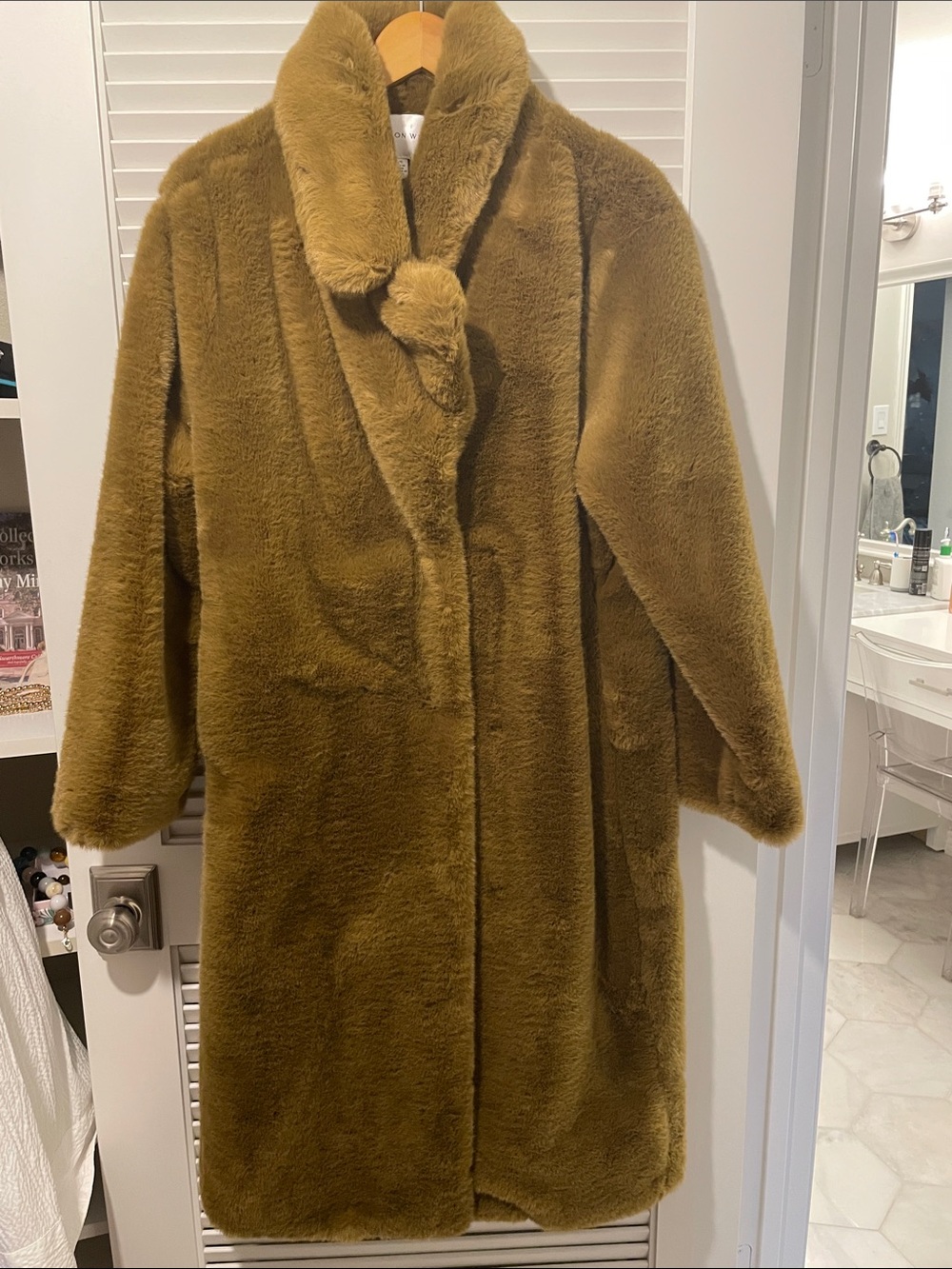 Jason Wu Faux Fur Long Coat in Olive Brown - Women's Warm Winter Coat